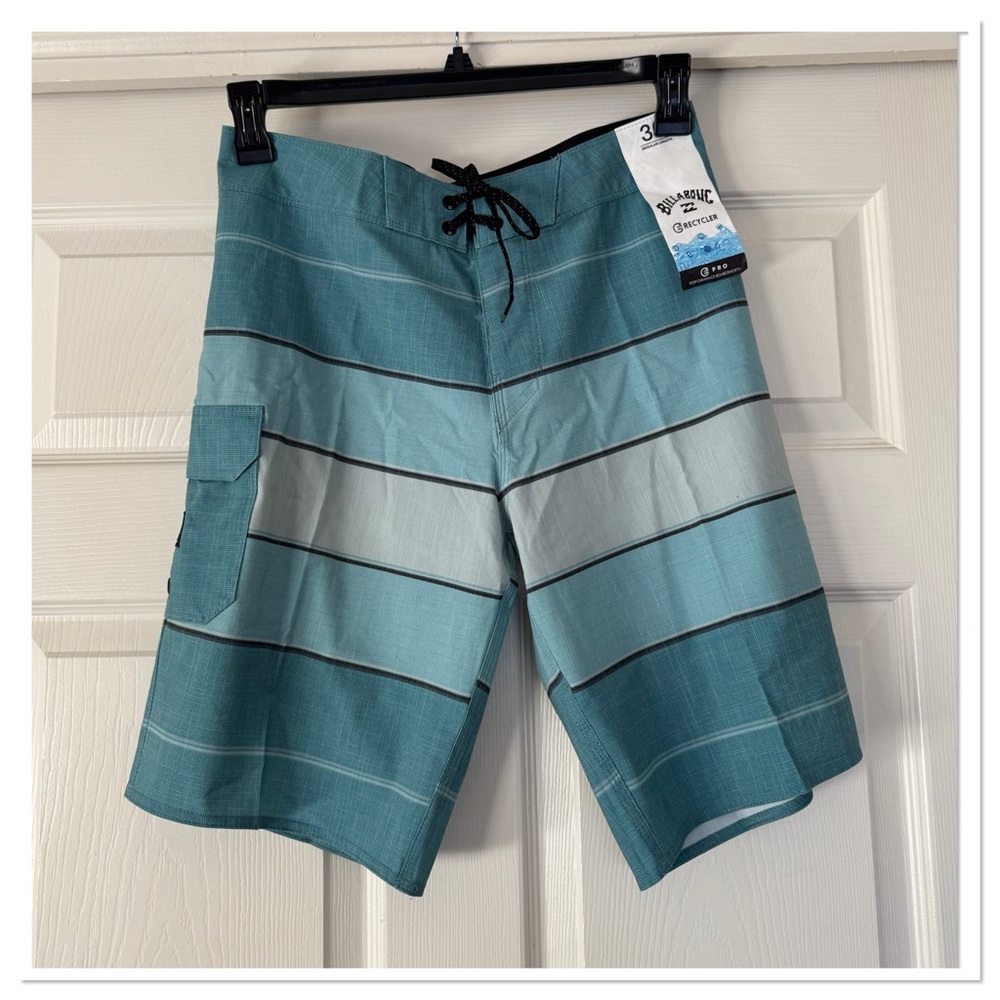 Billabong Recycler Pro Performance Teal Striped Boardshorts